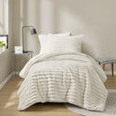 Avril - Twin/Twin Long Fluffy Ribbed Plush Comforter Set - Ivory - Intelligent Design - Comforters & Sets - Elite Enclave Home