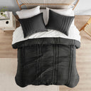 Porter - Twin/Twin Long Soft Washed Pleated Comforter Set - Black