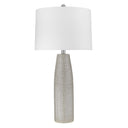 Ceramic Table Lamp With White Drum Shade - Light Gray