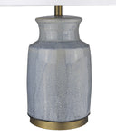 Ceramic Table Lamp With White Empire Shade - Gray
