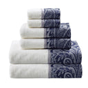 Aubrey - 6 Piece Jacquard Towel Set - Navy - Madison Park - Towel Sets - Elite Enclave Home