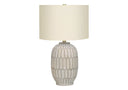 24" Geometric Table Lamp With Drum Shade - Cream - HomeRoots - Table Lamps - Elite Enclave Home