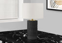 Cylinder Table Lamp With Ivory Drum Shade - Black - HomeRoots - Table Lamps - Elite Enclave Home