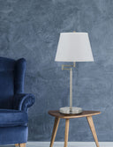 Metal Table Lamp With Off - White Empire Shade - Nickel - HomeRoots - Table Lamps - Elite Enclave Home