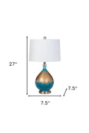 Ombre Glass Table Lamps With White Empire Shade (Set of 2) - Blue And Gold