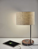 Metal Wood Wireless Charging Table Lamp - Matte Black