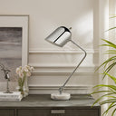 22" Iron Desk Table Lamp With Silver Metallic Bell Shade - Silver Metallic