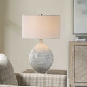 Clary - Horizontally Striped Table Lamp - Gray / White - Uttermost - Table Lamps - Elite Enclave Home