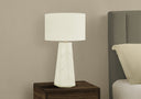 Ceramic Geometric Table Lamp With Ivory Drum Shade - White - HomeRoots - Table Lamps - Elite Enclave Home
