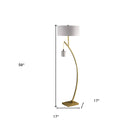Dual Arc Floor Lamp With White Drum Shade - Matte Gold - HomeRoots - Floor Lamps - Elite Enclave Home