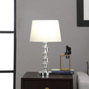 Crystal Stacked Geo Cubes Table Lamp With White Classic Empire Shade - Silver
