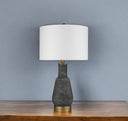 Ceramic Column Lamp With White Drum Shade - Gray And Gold - HomeRoots - Table Lamps - Elite Enclave Home