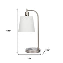 Metal Round USB Table Lamp With White Empire Shade - Nickel - HomeRoots - Table Lamps - Elite Enclave Home