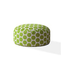 Cotton Round Polka Dots Pouf Ottoman - Green / White