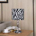 Bedside Table Lamp With White Drum Shade - White