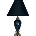 Table Lamp With Navy Blue Shade - Gold And Navy Blue