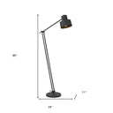 Adjustable Traditional Shaped Floor Lamp With Black Dome Shade - Black - HomeRoots - Floor Lamps - Elite Enclave Home