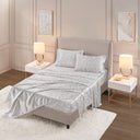 Printed Satin - Queen Sheet Set - Gray Leopard