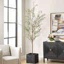 Uttermost Abundance Potted Olive Tree – lush olive foliage in aged charcoal concrete cube with faux soil