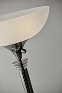 Modern Nickel Thick Pole Torchiere Floor Lamp - Black / White - HomeRoots - Floor Lamps - Elite Enclave Home
