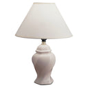 13" Ceramic Bedside Table Lamp With Off-White Shade - White