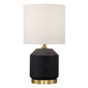 15" Ceramic Cylinder Table Lamp With White Drum Shade - Black And Gold