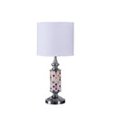 Bedside Table Lamp With Drum Shade - Silver / White