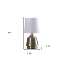 Bedside Table Lamp With White Empire Shade - Brass