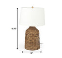 Lamp Base LED With White Shade - Brown