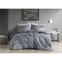 Maca - Full/Queen Textured Print Reversible Duvet Set - Gray