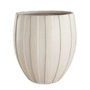Uttermost Ridgehaven Textured Outdoor Planter – White faux-stone finish, vertical ridges, magnesium oxide material, safe for outdoor use 