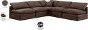 Indulge - Velvet 5 Piece Modular Corner Armless Sectional - Meridian Furniture - Stationary Sectionals - Elite Enclave Home