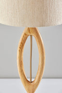 Solid Wood Round Table Lamp With Beige Drum Shade - Natural - HomeRoots - Table Lamps - Elite Enclave Home
