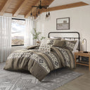 Mariposa - 5 Piece King/California King Stripe Herringbone Comforter Set With Throw Pillows - Brown
