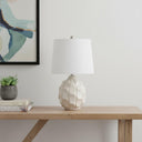 Ceramic Faceted Table Lamp With Off - White Drum Shade - Cream - HomeRoots - Table Lamps - Elite Enclave Home