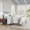 Morgan - 6 Piece Oversized Comforter Set - White / Gray
