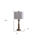 Rustic Candlestick Table Lamp With White Shade - Taupe Cream