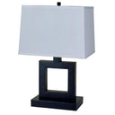 Open Square Table Lamp With White Rectangle Shade - Bronze