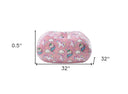 Microfiber Round Unicorn Pouf Cover - Pink And White