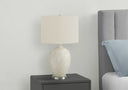Ceramic Round Table Lamp With Cream Drum Shade - White And Silver - HomeRoots - Table Lamps - Elite Enclave Home