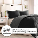 Larkspur - 3M Scotchgard Diamond Quilting Reversible Down Alternative Comforter Set - Black / Gray