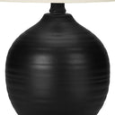 Ceramic Round Table Lamp With Ivory Drum Shade - Black - HomeRoots - Table Lamps - Elite Enclave Home