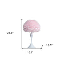 Glam Faux Feather And White Metal Table Lamp - Pink