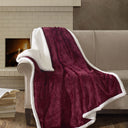 Elma - Oversized Textured Throw - Burgundy - Madison Park - Throws - Elite Enclave Home