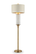 Column Floor Lamp With Off - White Drum Shade - Gold - HomeRoots - Floor Lamps - Elite Enclave Home
