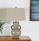 Ceramic Gourd Table Lamp With Brown Empire Shade - Bronze