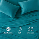 Cotton Blend Jersey Knit - Queen All Season Sheet Set - Teal