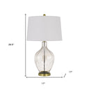 Metal Table Lamp With Drum Shade - Clear Off - White - HomeRoots - Table Lamps - Elite Enclave Home