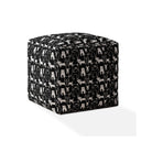 Cotton Dog Pouf Cover - Black / White