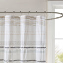 Nea - Printed Shower Curtain With Trims - Off White / Gray - INK+IVY - Shower Curtains - Elite Enclave Home
